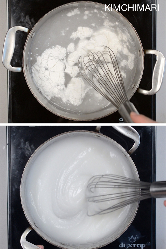 Making Rice Flour Paste for Easy Kimchi