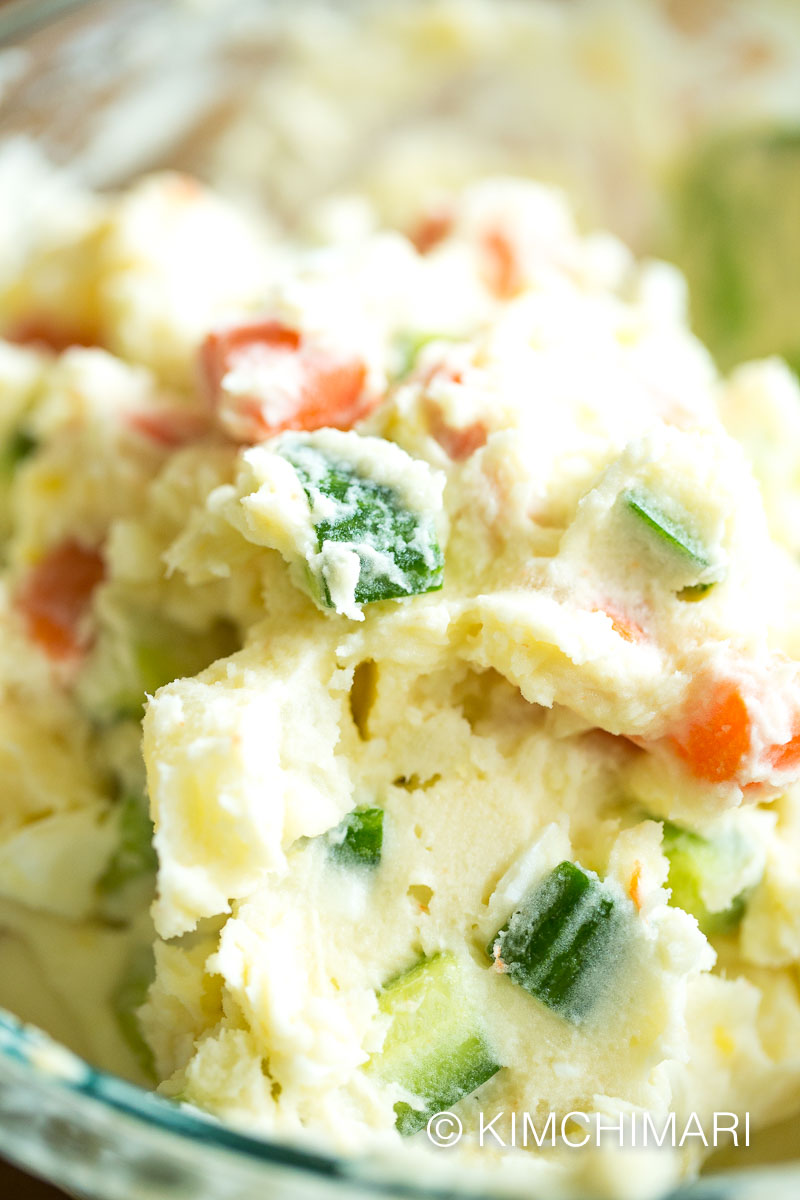 close up of potato salad all finished