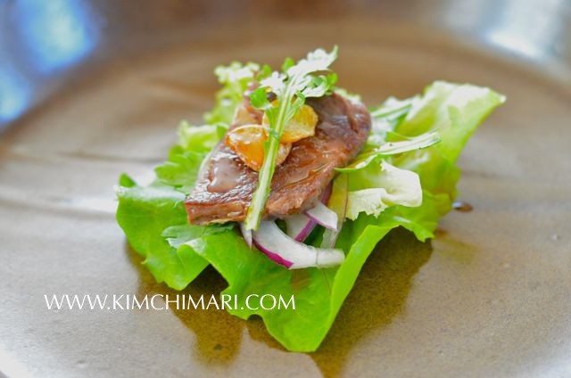 Rib Eye Steak Salad with Soy Plum Dressing