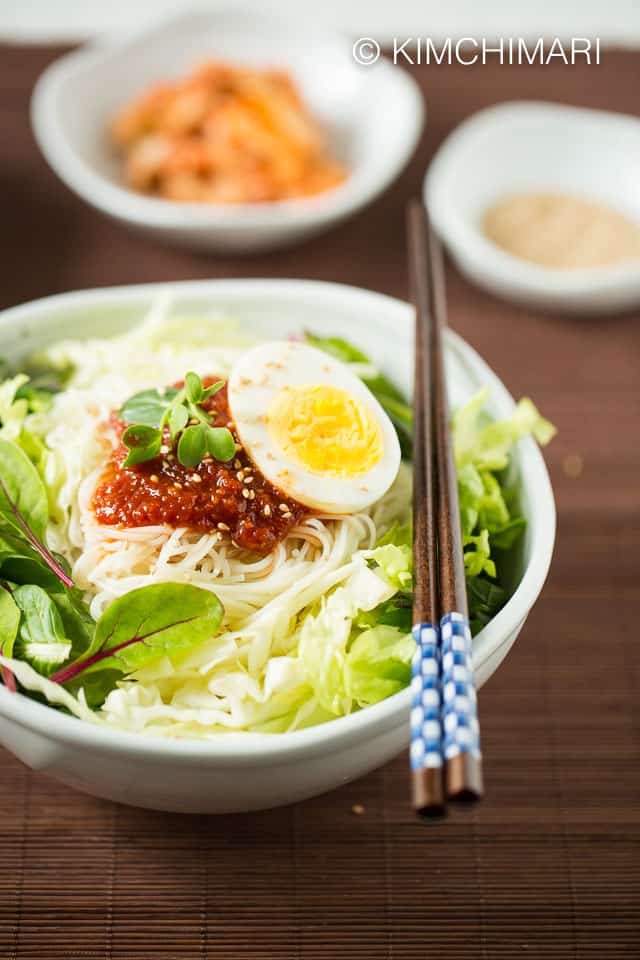 Korean Spicy Cold Noodles (Bibim Guksu)