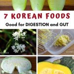 collage image of korean foods good for digestion - radish, pumpkin, chives, ginger