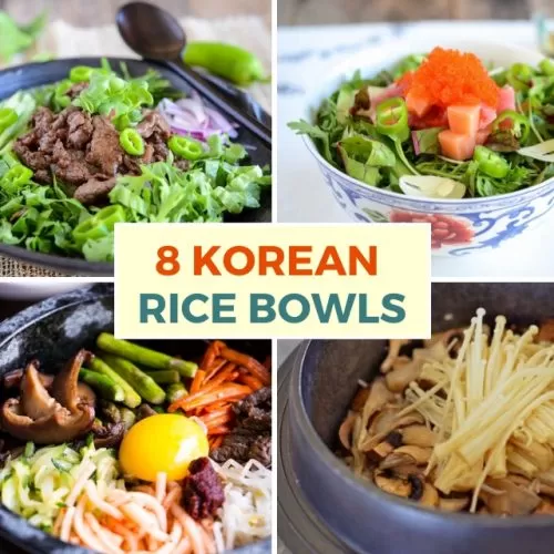 collage image of 4 different korean rice bowls