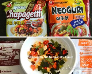 chapagetti and neoguri noodle packets and dry flakes