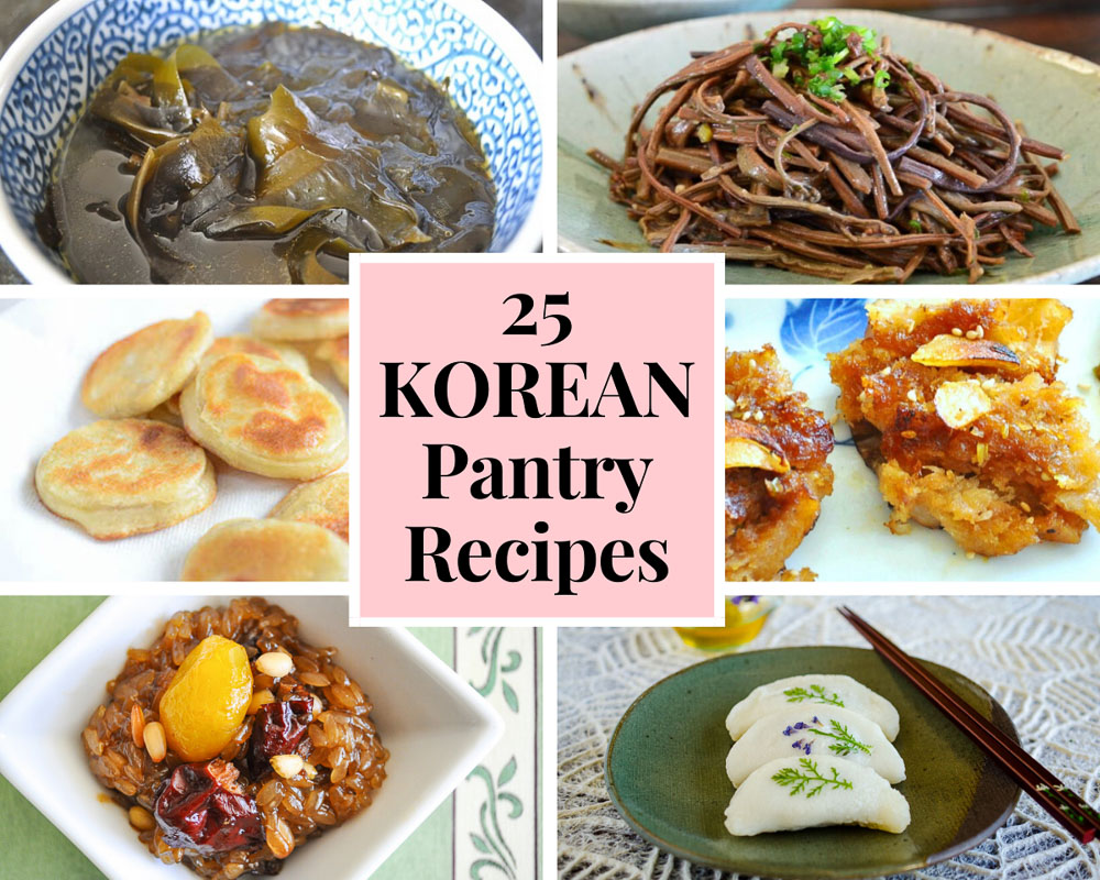 collage image of korean pantry recipes