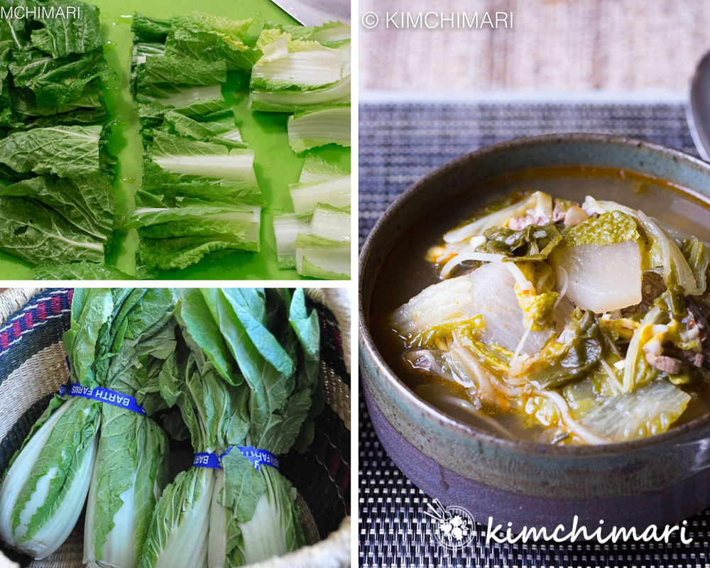 Whole Seoul Green Cabbage and bowl of soup made with cabbage