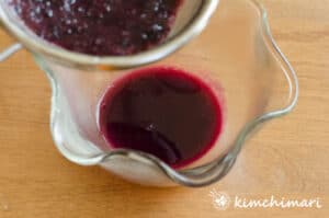 strained cooked blueberry juice