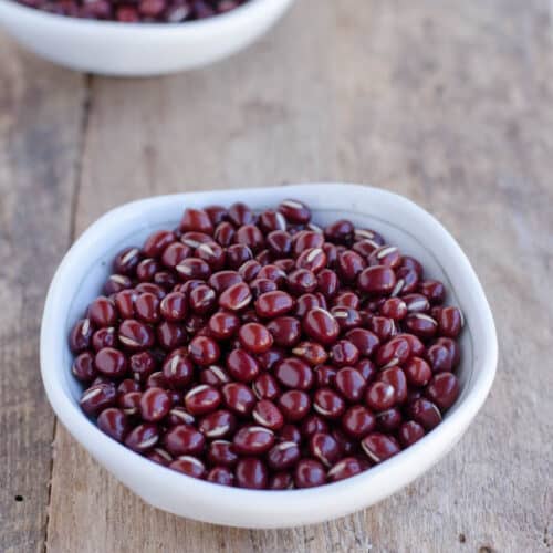 red beans or adzuki beans on white dish