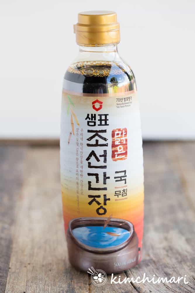 bottle of sempio joseon ganjang (soup soy sauce)