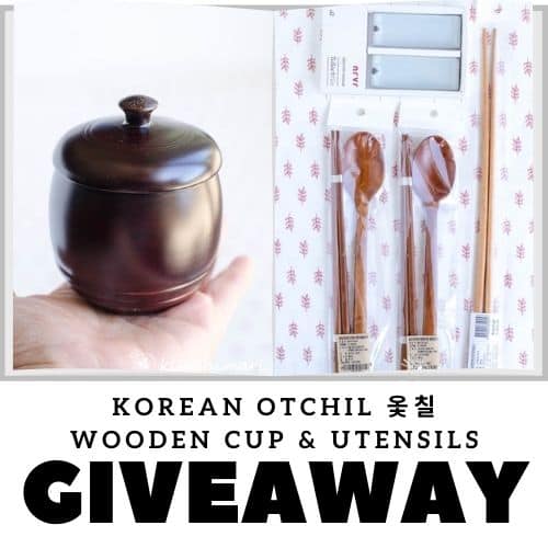 korean wooden utensils and cup pics and banner for giveaway