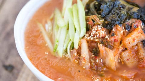 Cold Kimchi Noodle Soup (Kimchimari Guksu)
