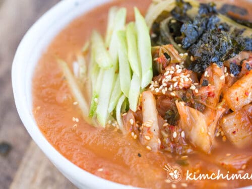 Cold Kimchi Noodle Soup (Kimchimari Guksu)