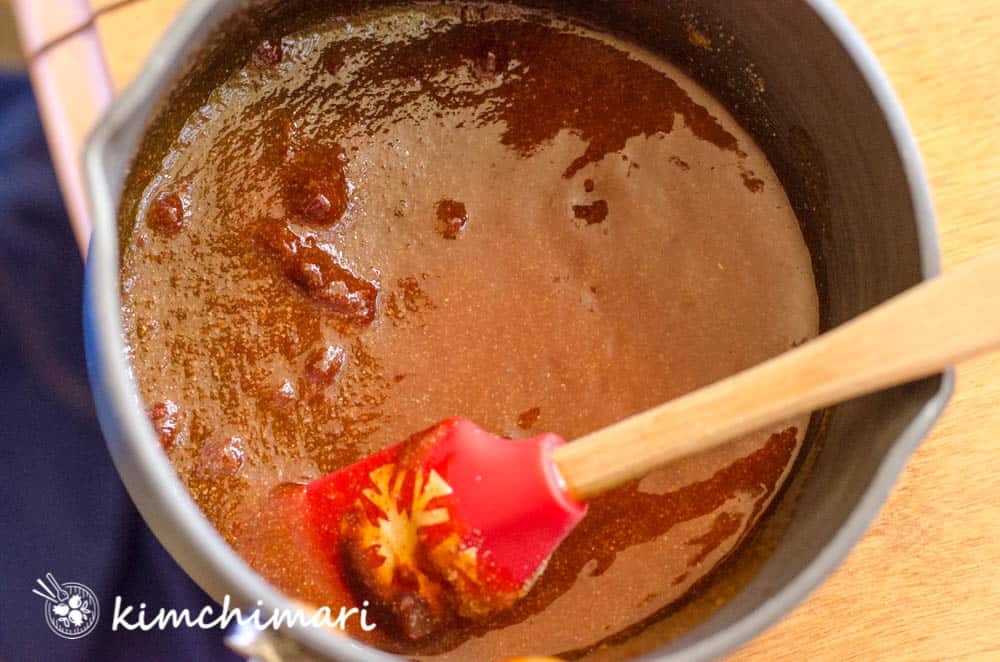 gochujang sauce mixed in a pot