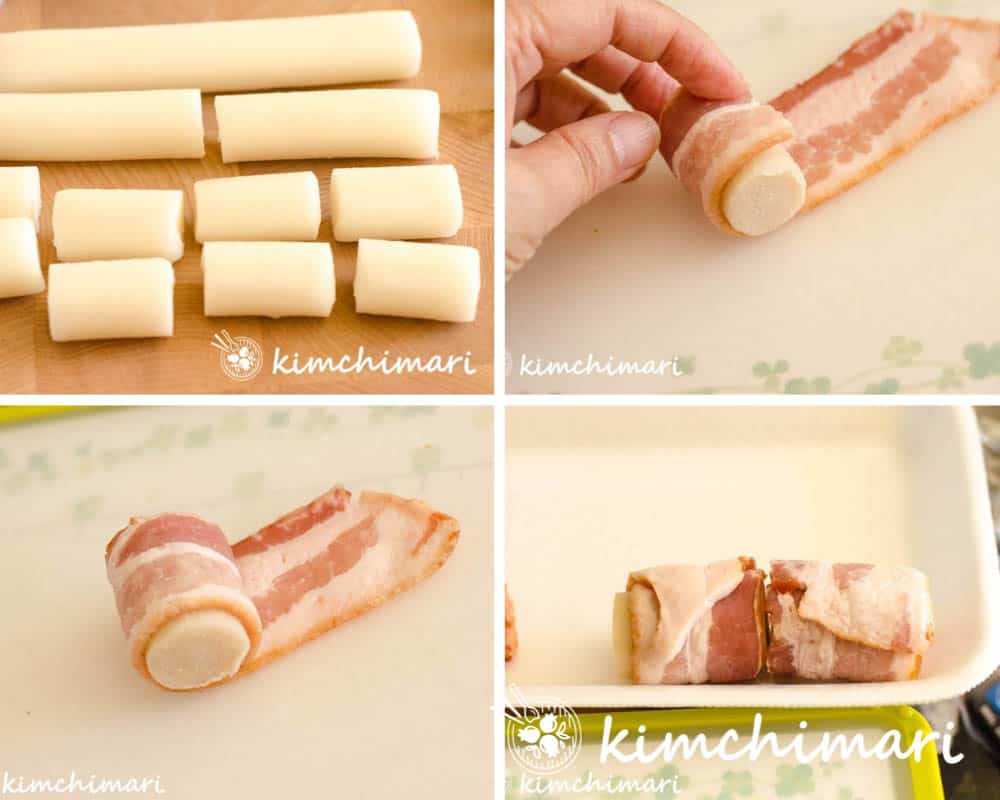 step by step pics for wrapping bacon on garaetteok