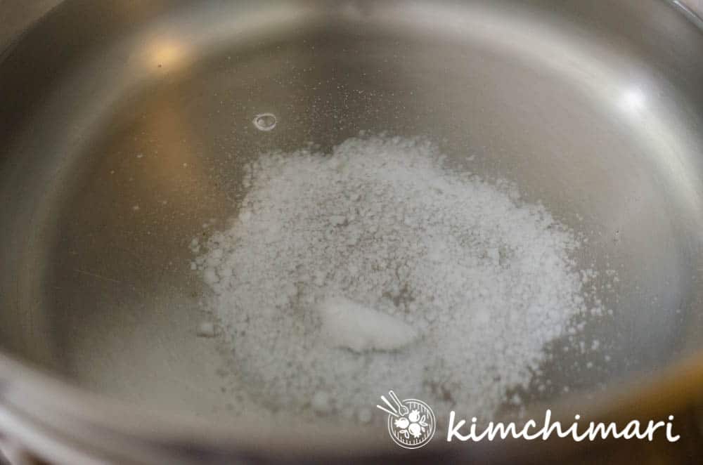 salt added to boiling water