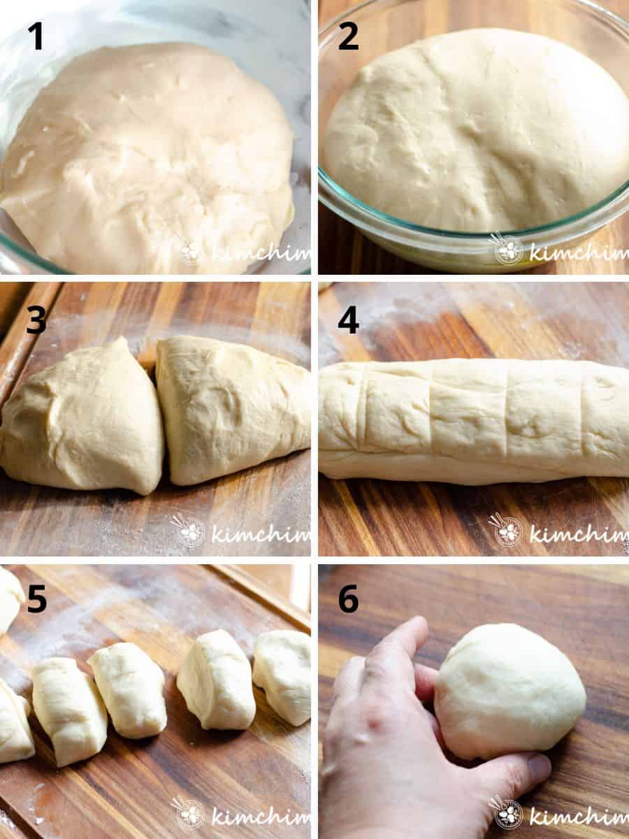step by step pics of how to shape dough balls for dinner rolls