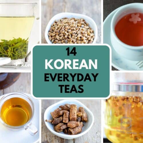collage image of different Korean teas