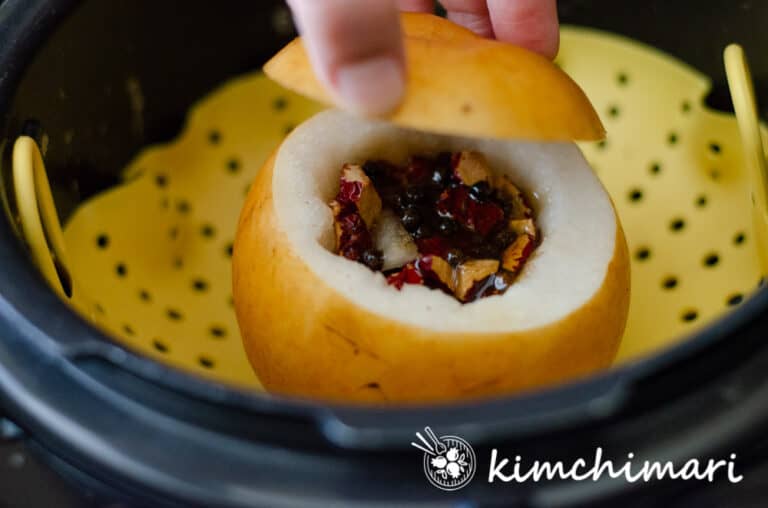 Korean Steamed Pear (Baesuk) My favorite home cough remedy Kimchimari