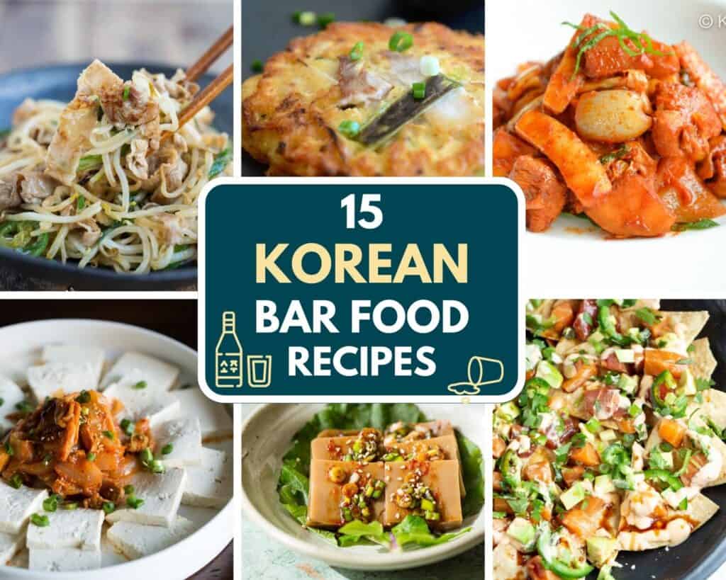 korean anju bar food photo collage