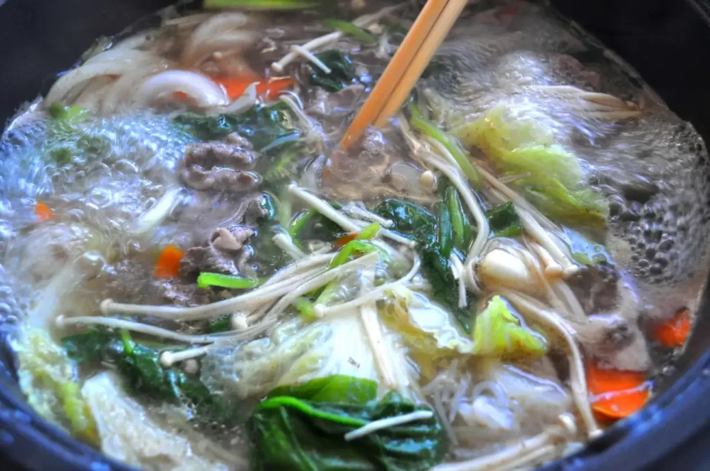 cooking vegetables in shabu shabu