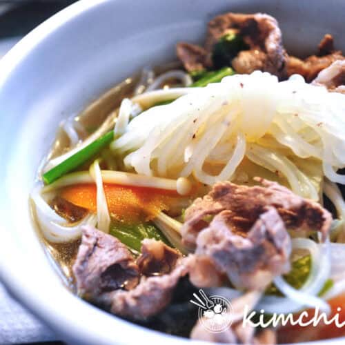 shabu shaub korean style in white ceramic bowl