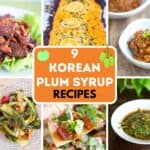 collage image of 6 different dishes using Korean Maesil Cheong green plum syrup