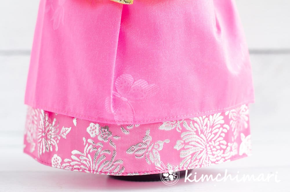 bottom pink jacquard with silver accents hanbok winecover