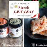 march giveaway photo collage featuring the two kimchimari salt blends and radish dish on the side